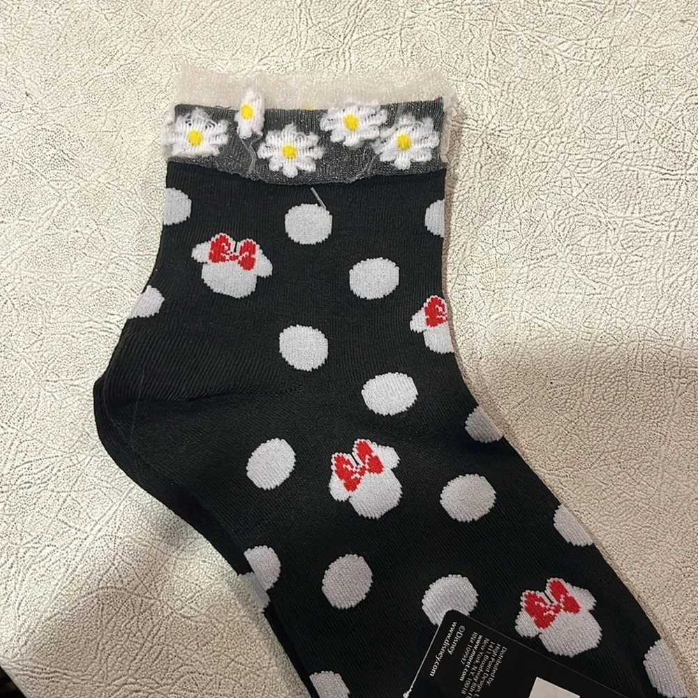 Disney Black Polka Dot Socks with Bow